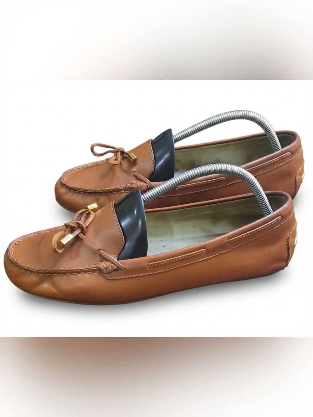 Michael Kors Cogniac Sutton Leather Moccasins Gold Accents Driving Loafer sz 11M